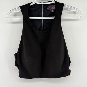 Blondie Nites Stacy Sklar Black Side Cutout Strappy Crop Top High Neck Size 13